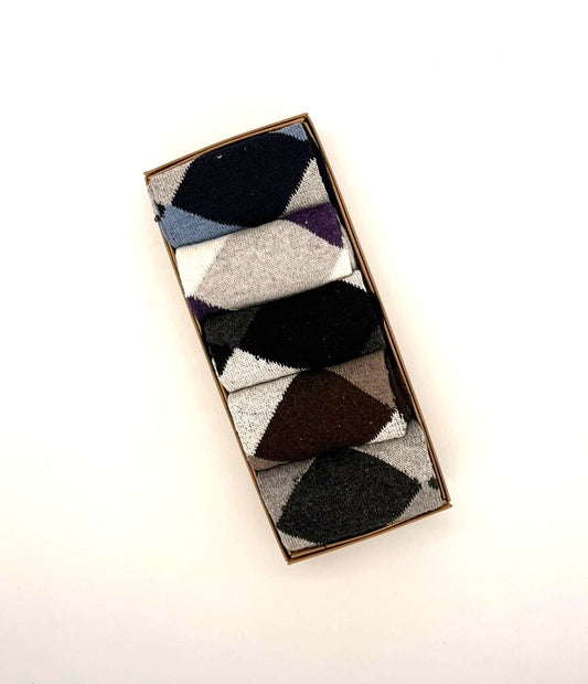 Geometric Diamond Sock Gift Box – 5 Pair Crew Socks | The Foxy Socks