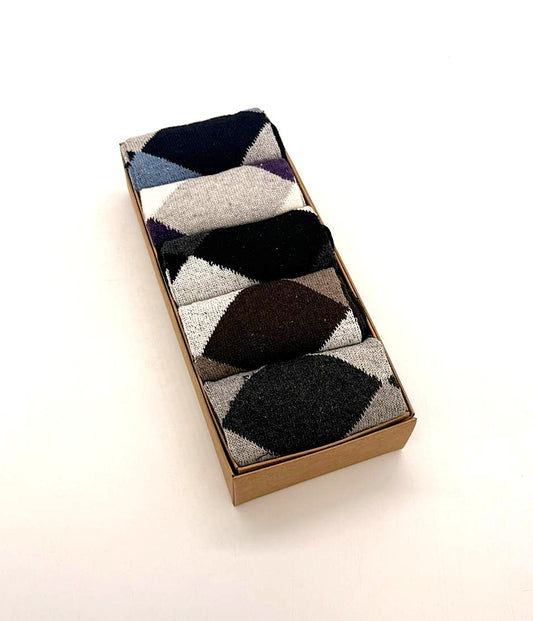 Geometric Diamond Sock Gift Box – 5 Pair Crew Socks | The Foxy Socks