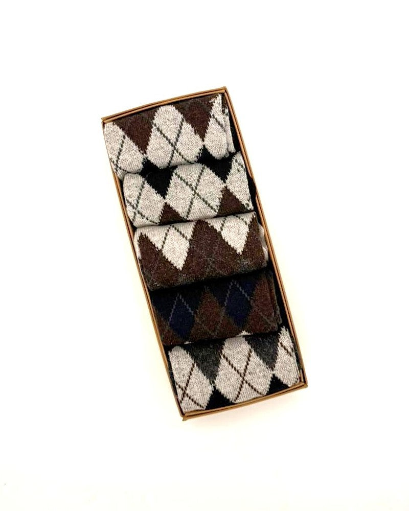 classic argyle diamond pattern crew socks gift box 5 pair set