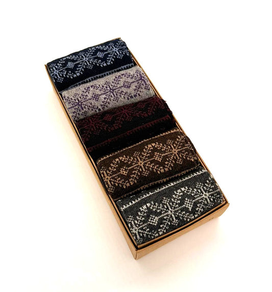nordic pattern crew socks gift box 5 pair set