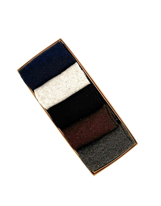 plain solid colour crew socks gift box 5 pair set