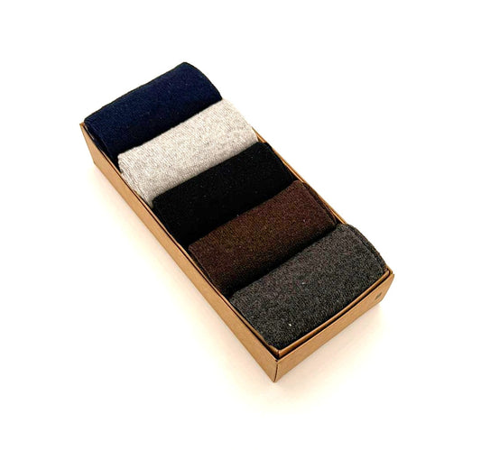 plain solid colour crew socks gift box 5 pair set