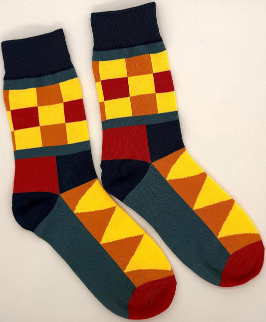 Colorful checkered socks on a light background
